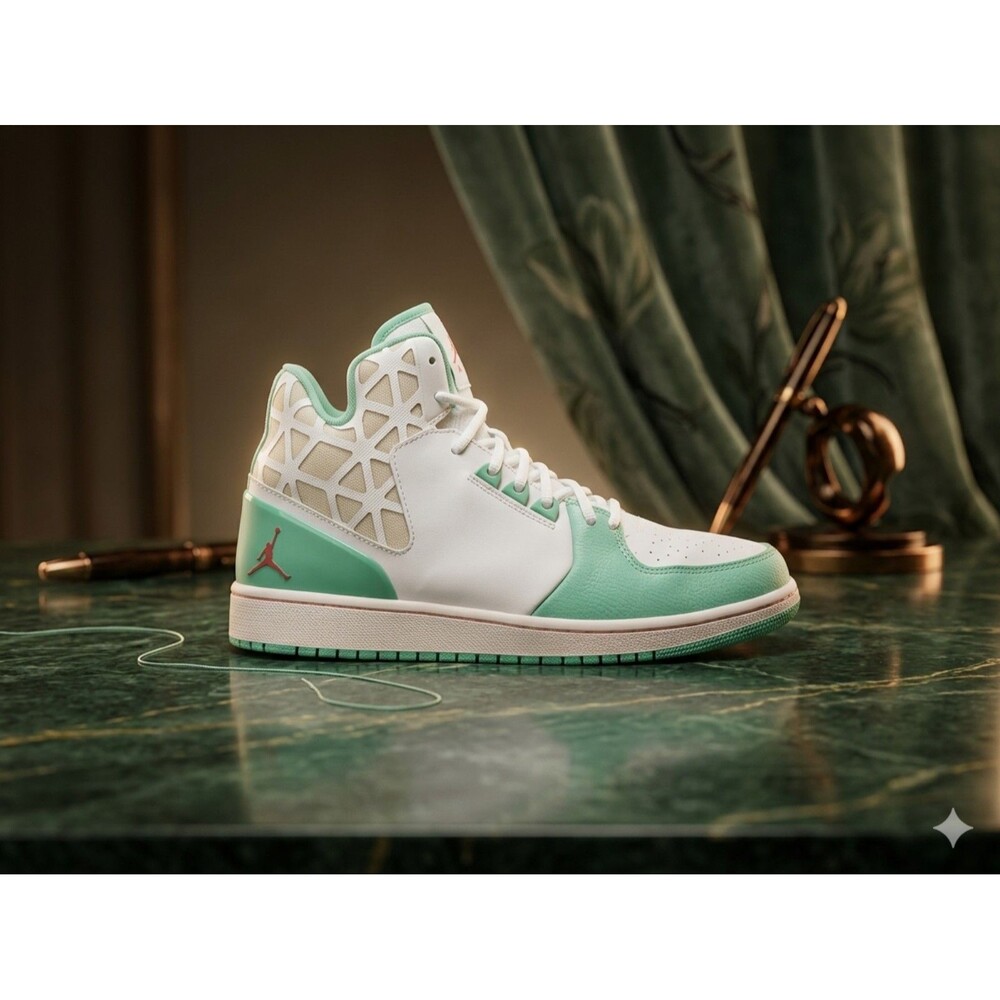 Nike High-Top Sneakers in
White & Mint with Coral Logo